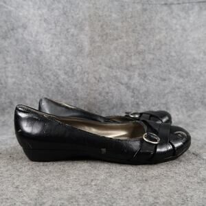 Unlisted Shoes Womens 6.5 Loafer Flats Low Wedge Slip On Y2k Round Toe Black